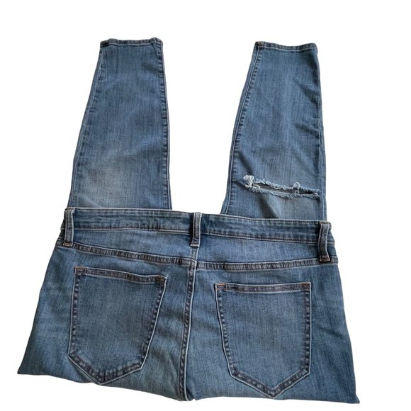 GAP denim ankle indigo women’s size 32R factory distressed zip front leggings - Picture 4 of 10